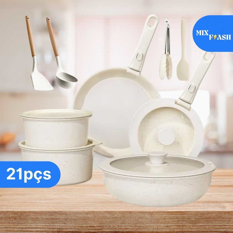 Conjunto Panela com 21 Peças com Cabo Removível CDC